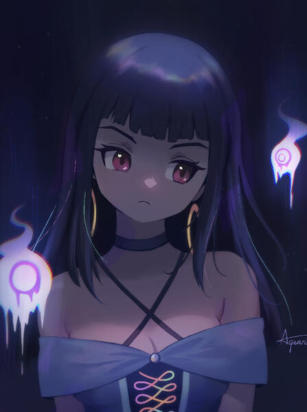Illustration of a girl who can control spirits.
