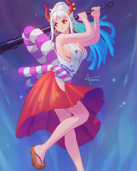 Illustration of the character Yamato from One Piece.